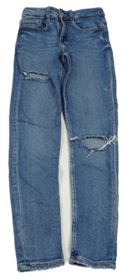 Modré skinny rifle s dírami Zara