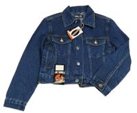 Nové - Tmavomodrá riflová crop bunda 