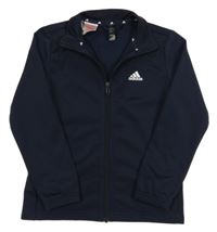 Tmavomodrá propínací sportovní mikina s logem Adidas