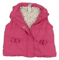 Růžová šusťáková zateplená vesta s mašlemi C&A