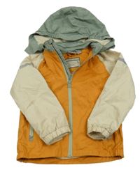 Oranžovo-béžovo-khaki šusťáková lehce zateplená bunda s kapucí Impidimpi