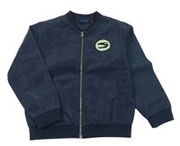 Tmavomodrý šusťákový jarní bomber s dinem Lupilu