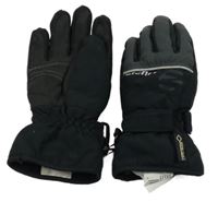 Černo-šedé šusťákové prstové zimní rukavice 