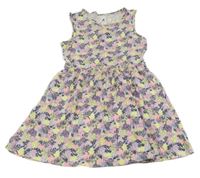 Lila-žluto-modré květované šaty C&A