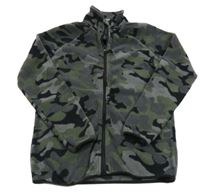 Khaki-šedo-černá army propínací fleecová mikina Y.F.K.