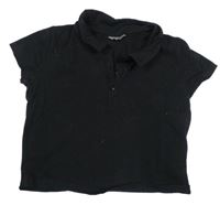 Černé crop tričko s límečkem 