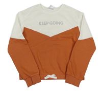 Bílo-oranžová crop mikina s nápisem Pocopiano