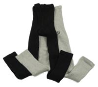 Nové - 2 set - 2x zateplené punčocháčové legíny - šedé + černé Lily & Dan