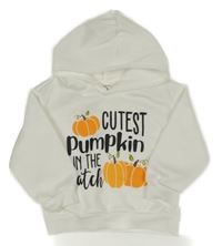 Bílá mikina s dýněmi a kapucí Shein