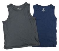 Nové - 2x tílko - Antracitové + tmavomodré H&M