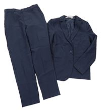 2set - Tmavomodré společenské sako + společenské kalhoty H&M