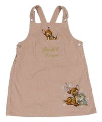 Růžové manšestrové laclové šaty s Bambim Primark
