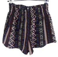 Dámské vínovo-tmavomodré vzorované sukňové kraťasy Shein 