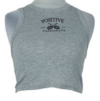 Dámský šedý žebrovaný crop top s nápisem Shein 