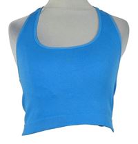 Dámský světlemodrý žebrovaný elastický crop top 