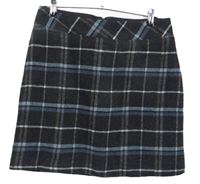 Dámská černo-světlemodrá kostkovaná vlněná sukně zn. Up2Fashion 