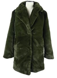 Dámský khaki kožešinový kabát Primark 