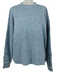 Dámský světlemodrý melírovaný vlněný svetr M&S