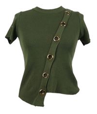 Dámské khaki pletené tričko s cvočky Kazo 