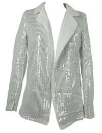 Dámský bílý flitrový sakový cardigán Shein 