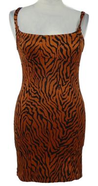 Dámské skořicovo-černé vzorované šaty Bershka 