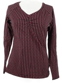 Dámské černo-růžové vzorované triko 