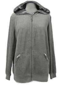 Dámská šedá sametová propínací mikina s kapucí a flitry Esmara 