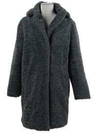 Dámský šedý huňatý kabát s límcem New Look 