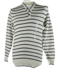 Nové - Pánský bílo-černý pruhovaný svetr C&A