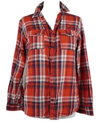 Dámská červeno-tmavomodrá kostkovaná halenka 