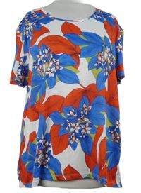 Dámské modro-červeno-bílé květované tričko M&S