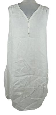 Dámské bílé lněné šaty s flitry 