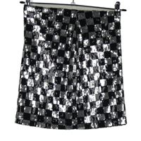 Dámská černo-stříbrná kostkovaná flitrová sukně FB Sister 