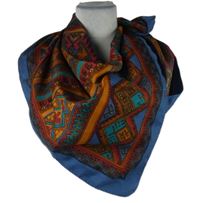 Dámská modro-oranžovo-červený vzorovaný šátek 