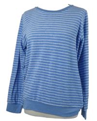 Dámská světlemodro-bílá pruhovaná froté mikina Relax