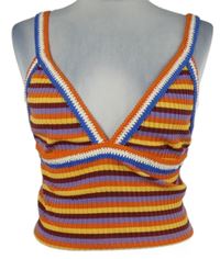Nové - Dámský barevně pruhovaný pletený crop top Zara 