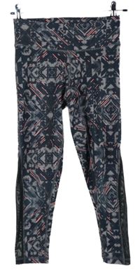 Dámské černo-šedo-růžové vzorované sportovní capri legíny Puma