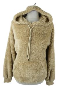 Dámská béžová chlupatá mikina s kapucí H&M