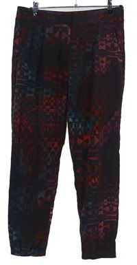 Dámské čenro-červeno-modré vzorované volné kalhoty Sparkle&Fade 