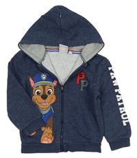 Tmavomodrá melírovaná propínací mikina s PAW PATROL a kapucí PRIMARK
