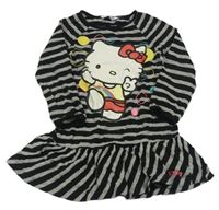 Černo-šedé pruhované bavlněné šaty s Hello Kitty H&M