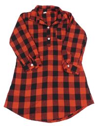 Červeno-černé kostkované flanelové šaty 