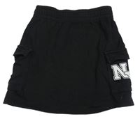 Černá tepláková sukně s kapsami a písmeny New Look