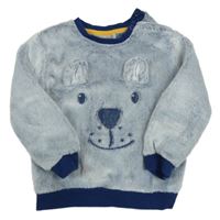 Tmavomodro-bílá melírovaná chlupatá mikina s čumáčkem Ergee