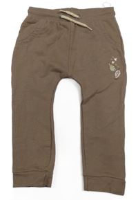Hnědé baggy tepláky s výšivkou Bubble gum