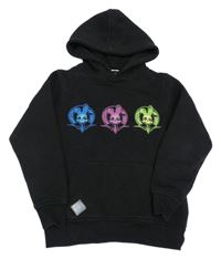 Černá mikina s potiskem a kapucí 