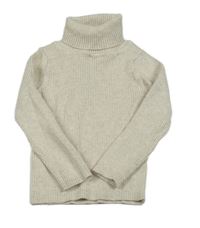 Nové - světlebéžový žebrovaný svetr s rolákem Next