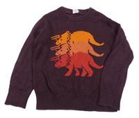 Fialový svetr s dinosaury GAP