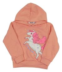 Světlerůžová mikina s jednorožcem a kapucí