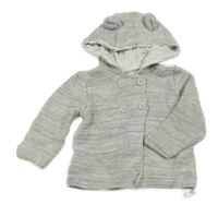 Světlešedý melírovaný propínací svetr s kapucí Primark